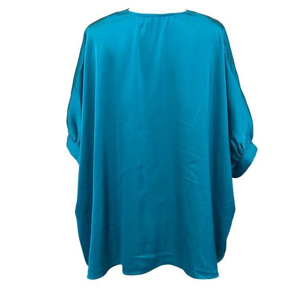 Lyn Burches teal top, large, flowy, oversized, boho luxe, minimalist elegance - Picture 3 of 6